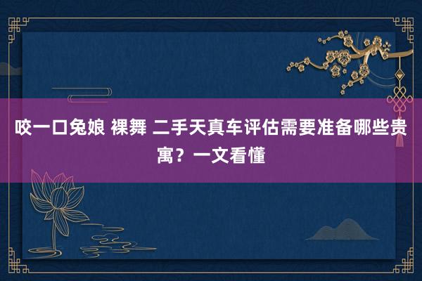 咬一口兔娘 裸舞 二手天真车评估需要准备哪些贵寓？一文看懂