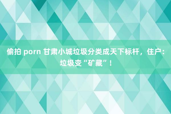 偷拍 porn 甘肃小城垃圾分类成天下标杆，住户：垃圾变“矿藏”！