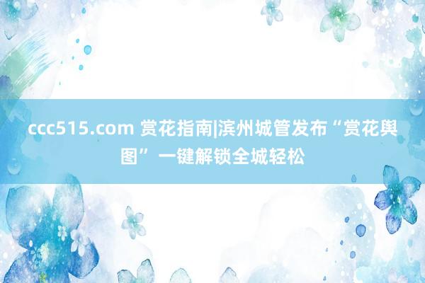 ccc515.com 赏花指南|滨州城管发布“赏花舆图” 一键解锁全城轻松