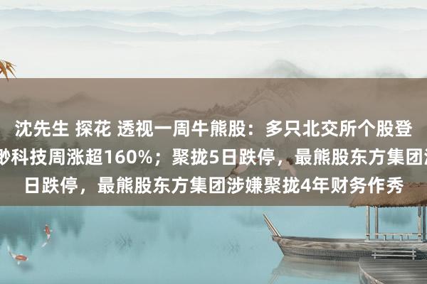 沈先生 探花 透视一周牛熊股：多只北交所个股登上牛股榜，最牛股浩渺科技周涨超160%；聚拢5日跌停，最熊股东方集团涉嫌聚拢4年财务作秀